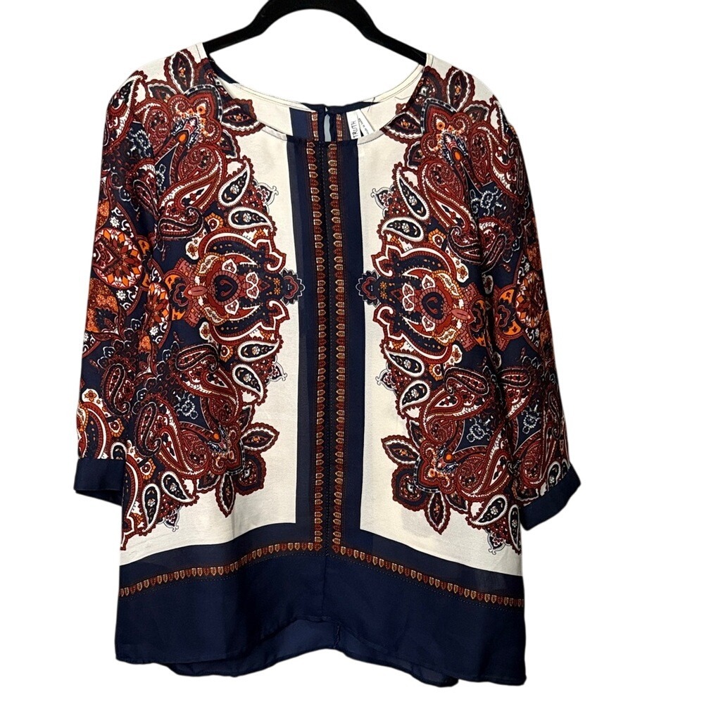 Live 4 Truth XL Blouse Top Paisley Print 3/4 Sleeve Womens